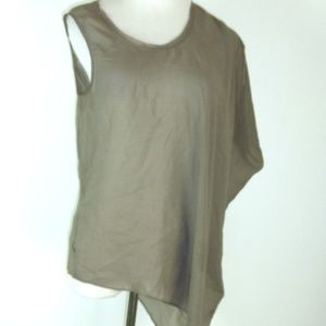 HELMUT LANG SILK oversized SHEER TOP asymmetrical